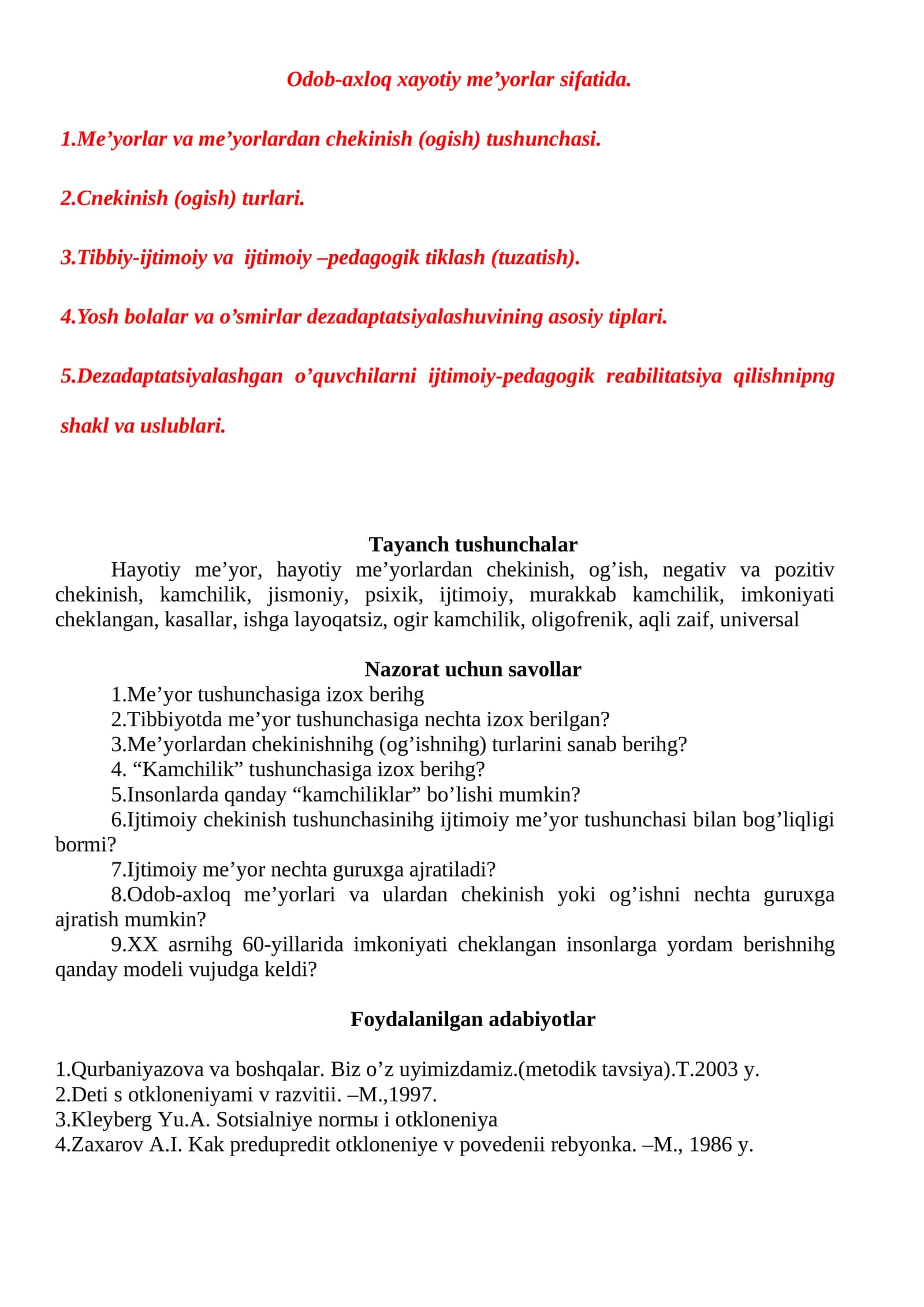 Odob-aхloq xayotiy mе’yorlar sifatida 1