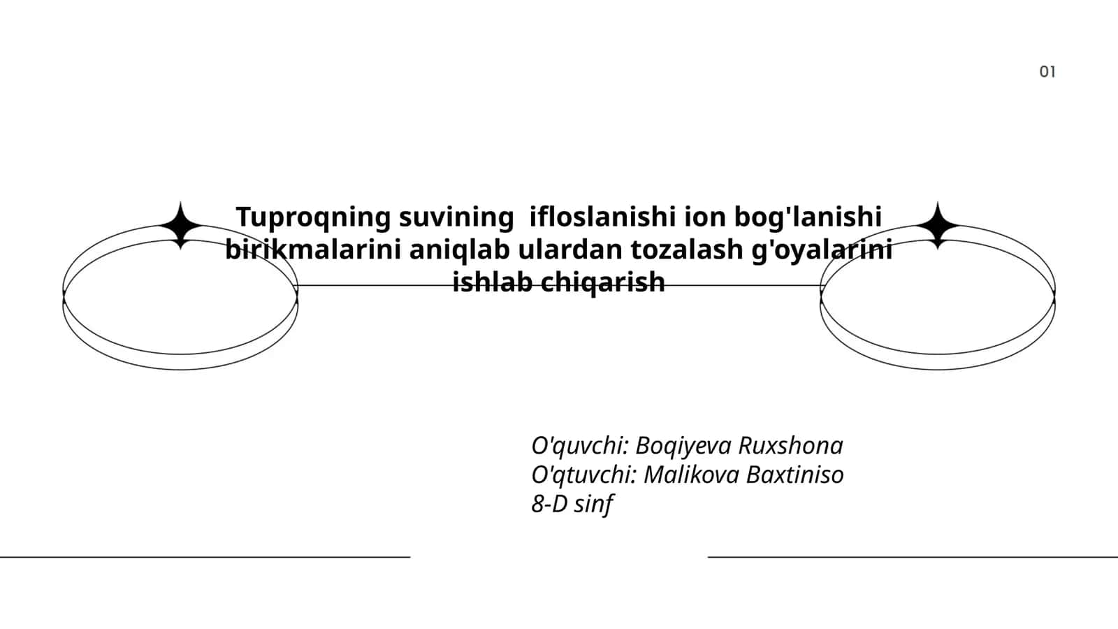 Tuproqning suvining ifloslanishi ion bog'lanishi birikmalarini aniqlab ulardan tozalash g'oyalarini ishlab chiqarish 1
