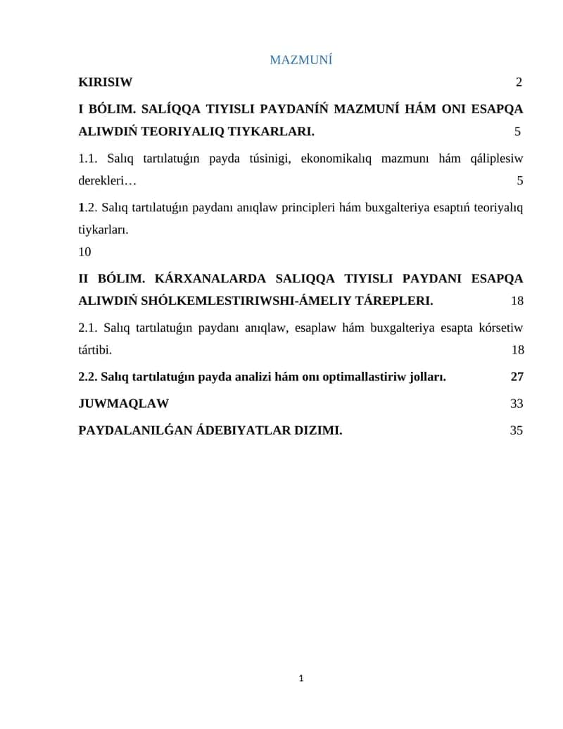 SALÍQQA TIYISLI PAYDANÍŃ 1