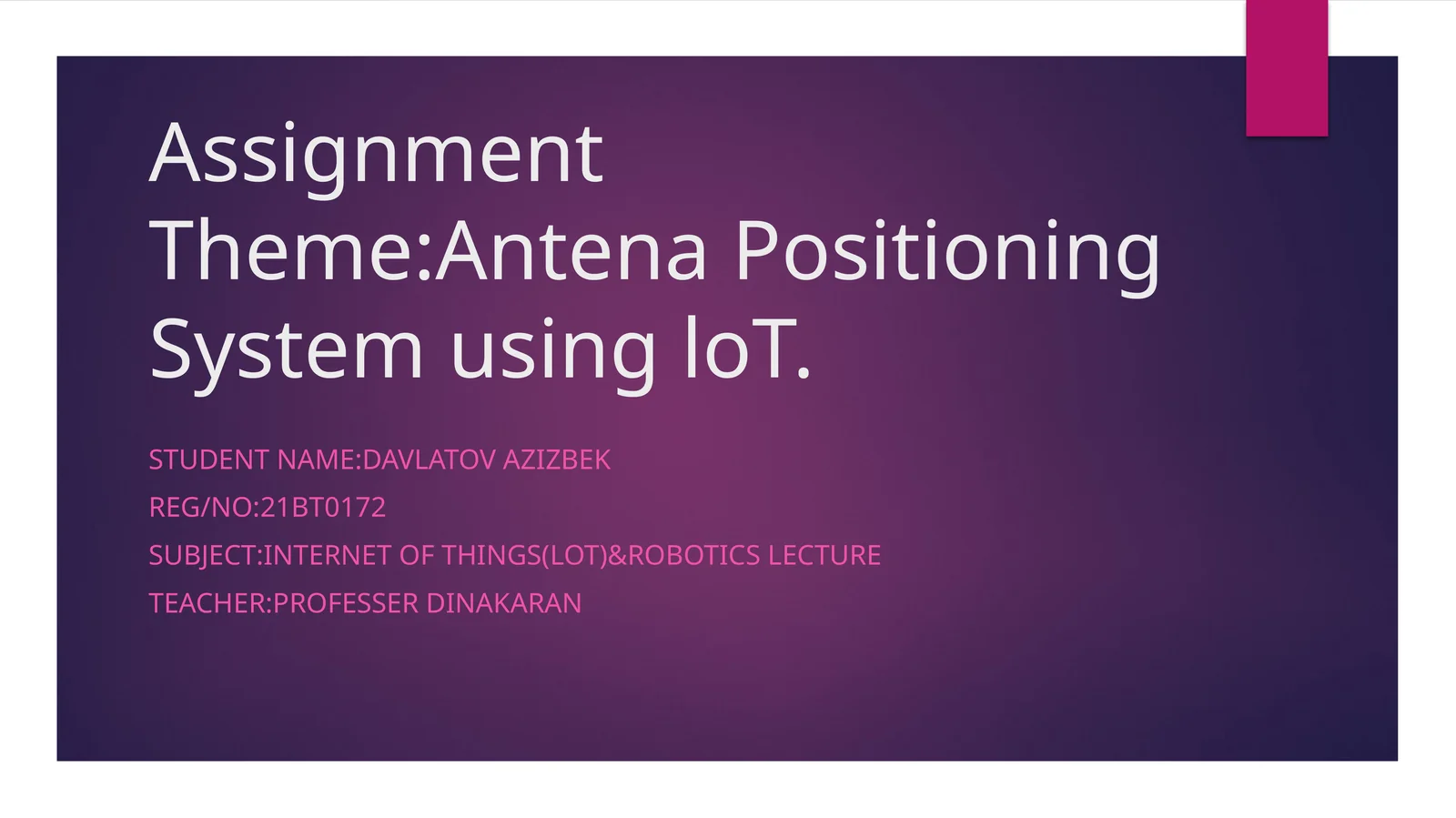 Antenna Positioning System Using IoT 1