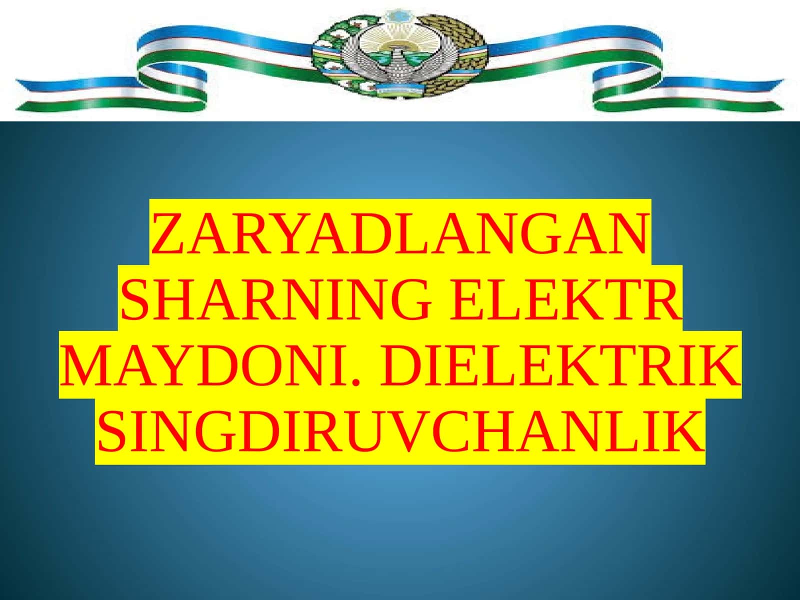 ZARYADLANGAN SHARNING ELEKTR MAYDONI 1