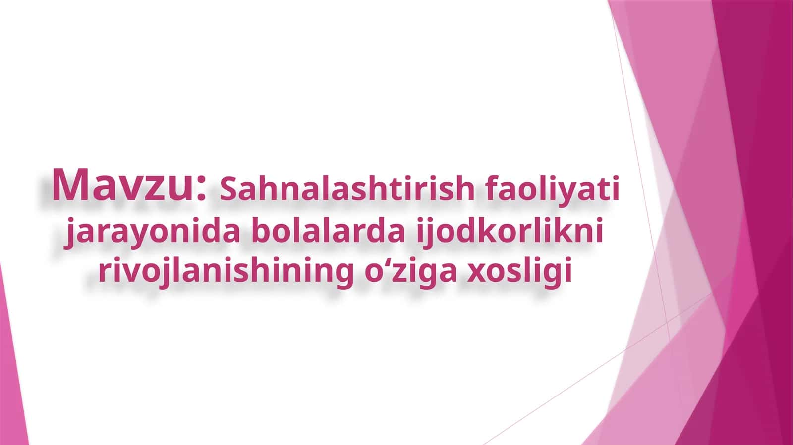 Sahnalashtirish faoliyati jarayonida bolalarda ijodkorlikni rivojlanishining o‘ziga xosligi 1