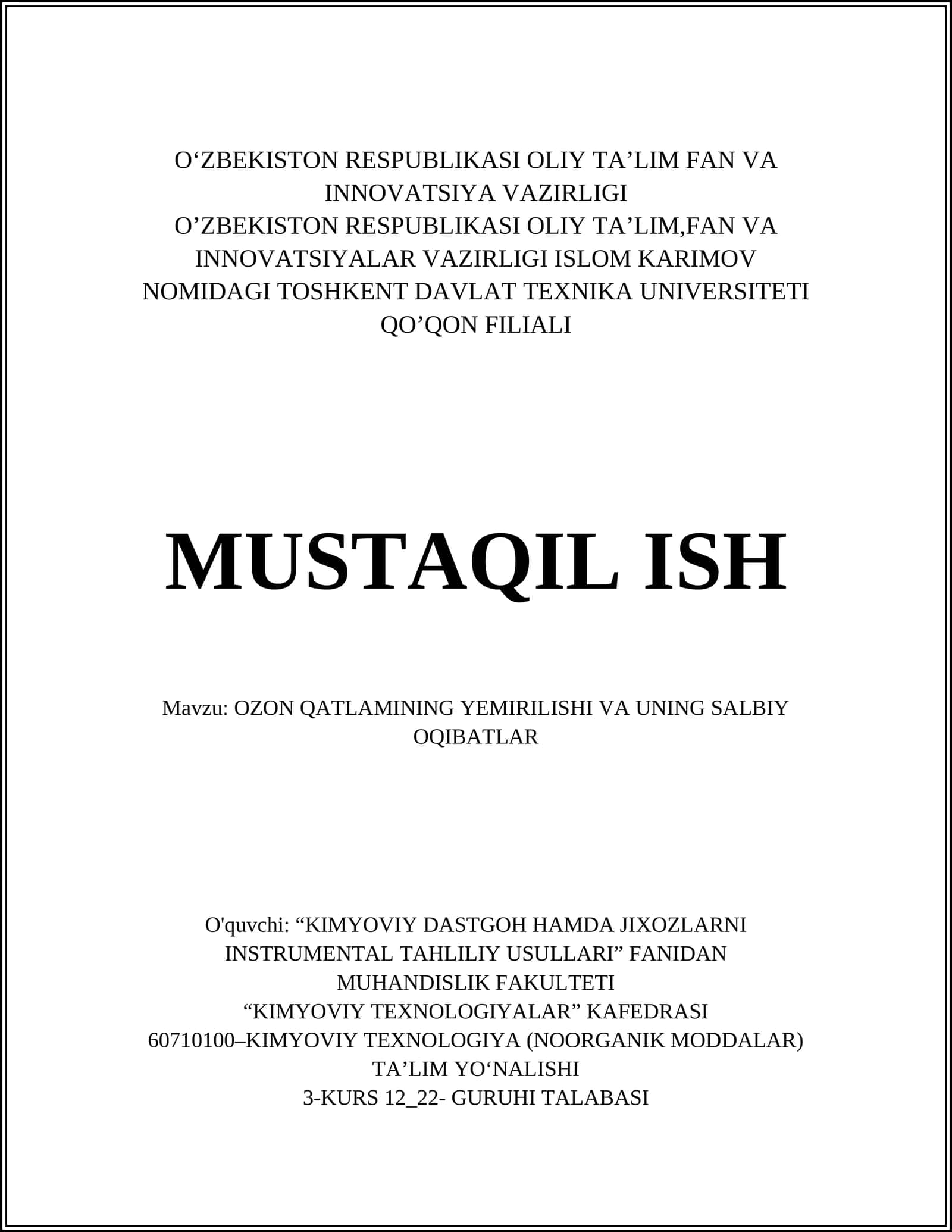 OZON QATLAMINING YEMIRILISHI VA UNING SALBIY OQIBATLAR 1