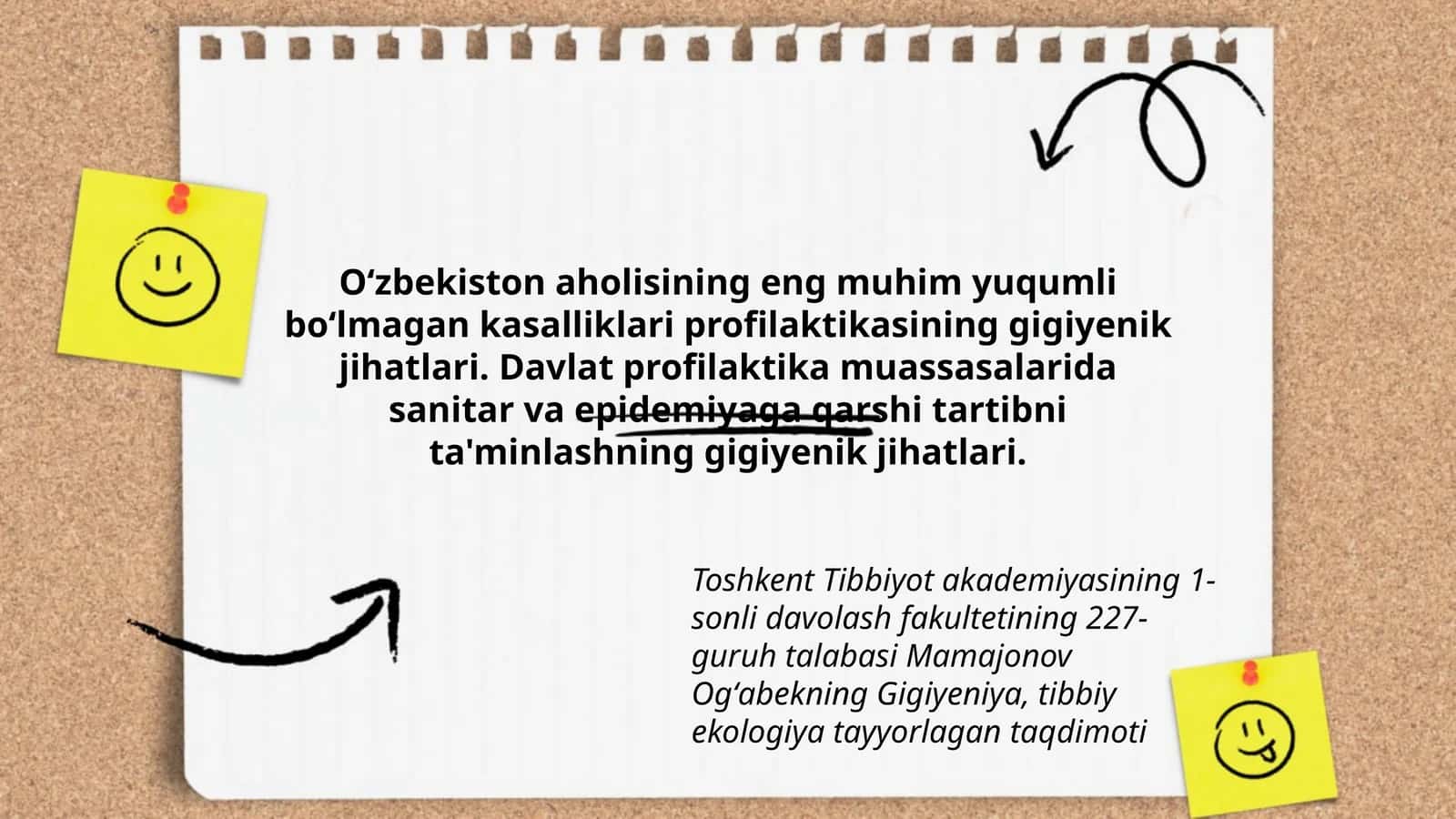 Mamajonov Ogʻabekning Gigiyeniya, tibbiy ekologiya taʼlimoti 1