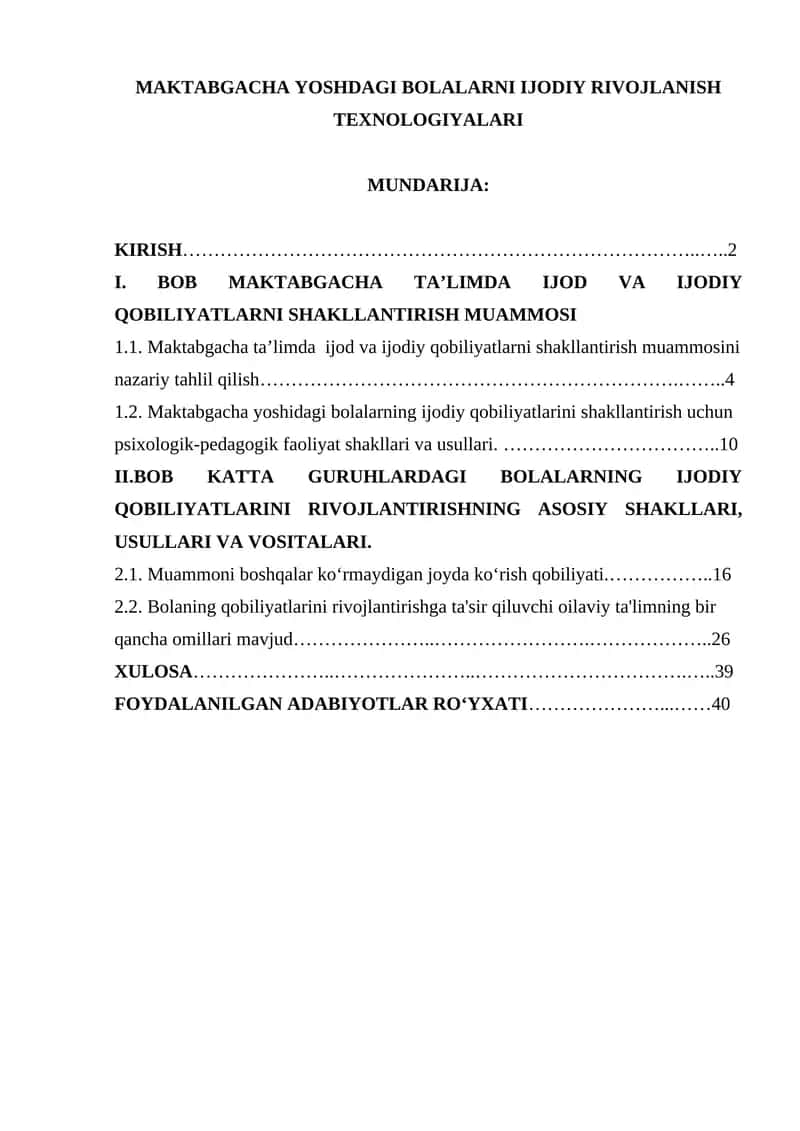 MAKTABGACHA YOSHDAGI BOLALARNI IJODIY RIVOJLANISH TEXNOLOGIYALARI 1