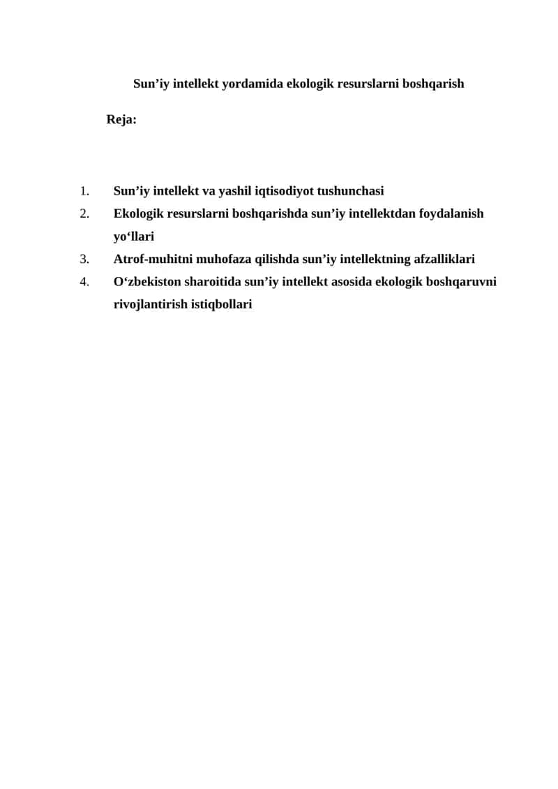 Sun’iy intellekt yordamida ekologik resurslarni boshqarish 1