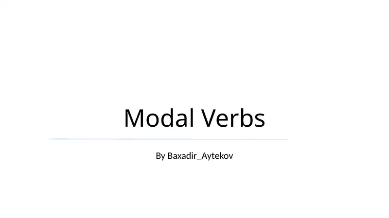Modal Verbs 1