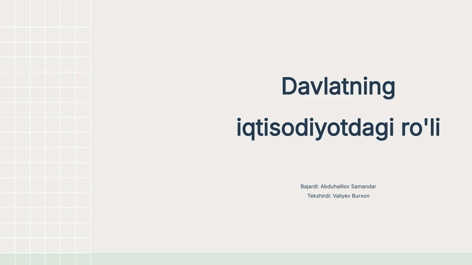 Davlatning iqtisodiyotdagi ro'li 1