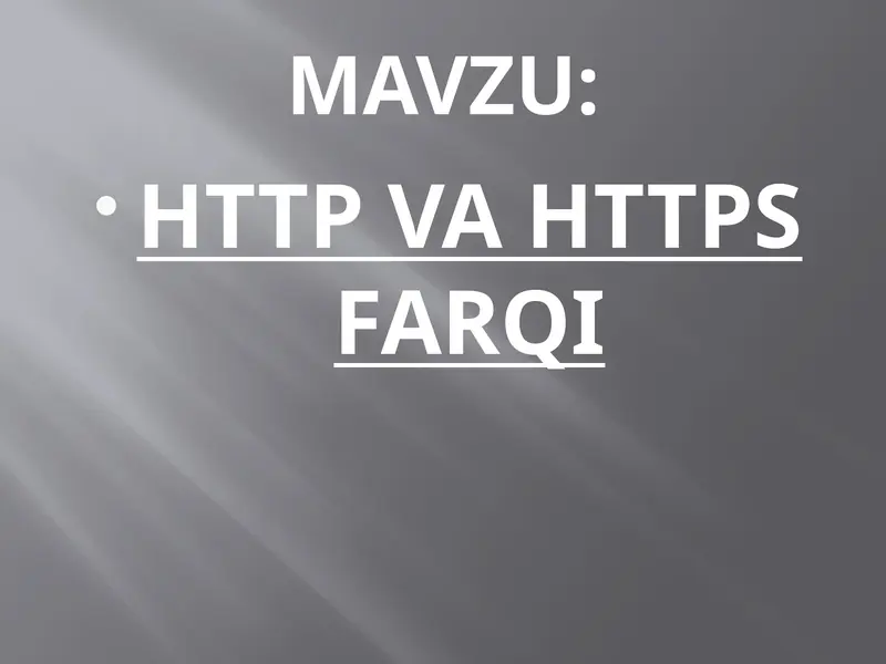 HTTP VA HTTPS