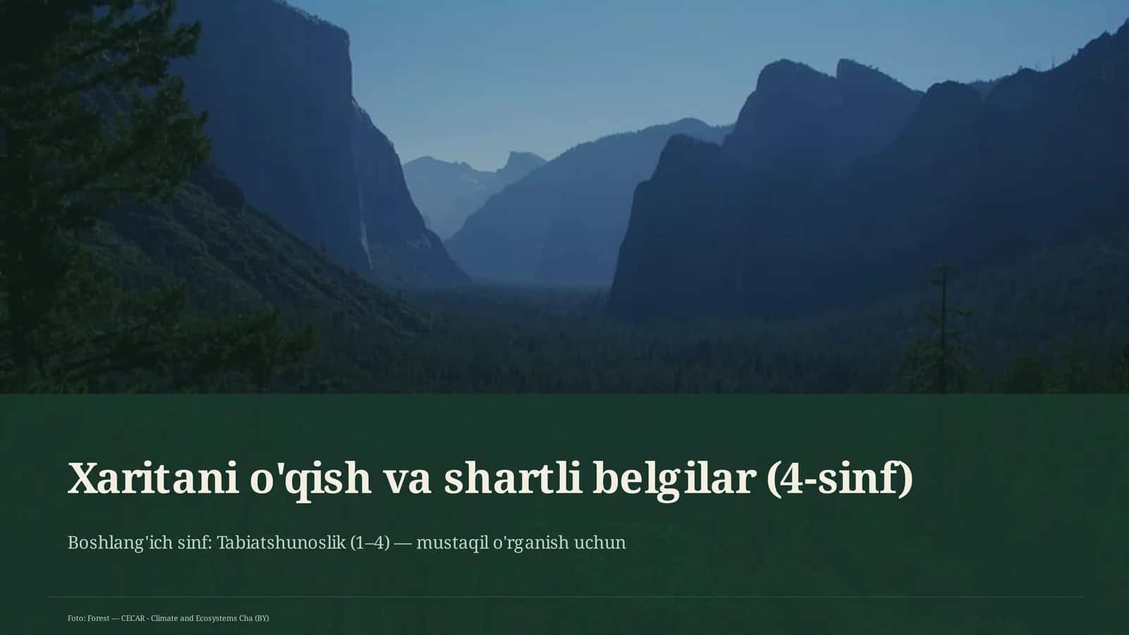 Xaritani o'qish va shartli belgilar (4-sinf) 1