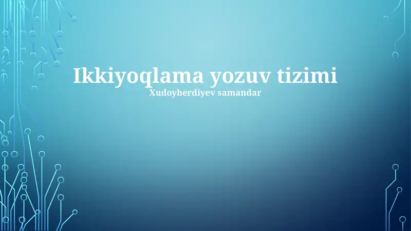 Ikkiyoqlama yozuv tizimi 1