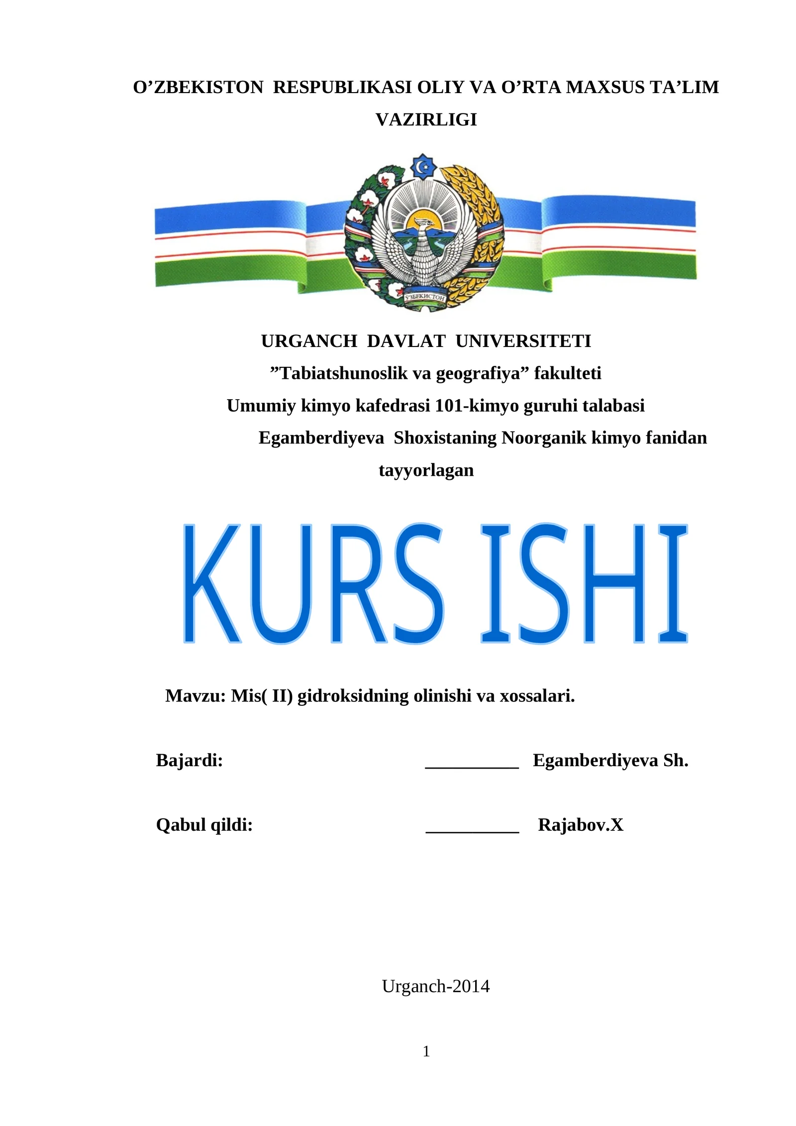 Mis(II) gidroksidning olinishi va xossalari 1