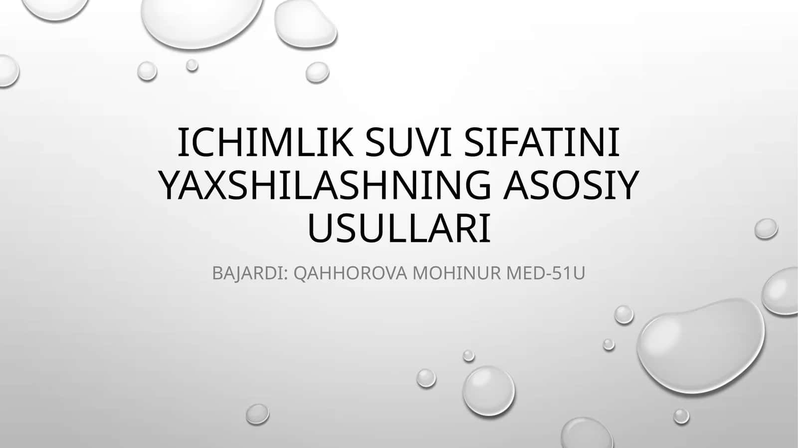 Ichimlik suvi sifatini yaxshilashning asosiy usullari 1