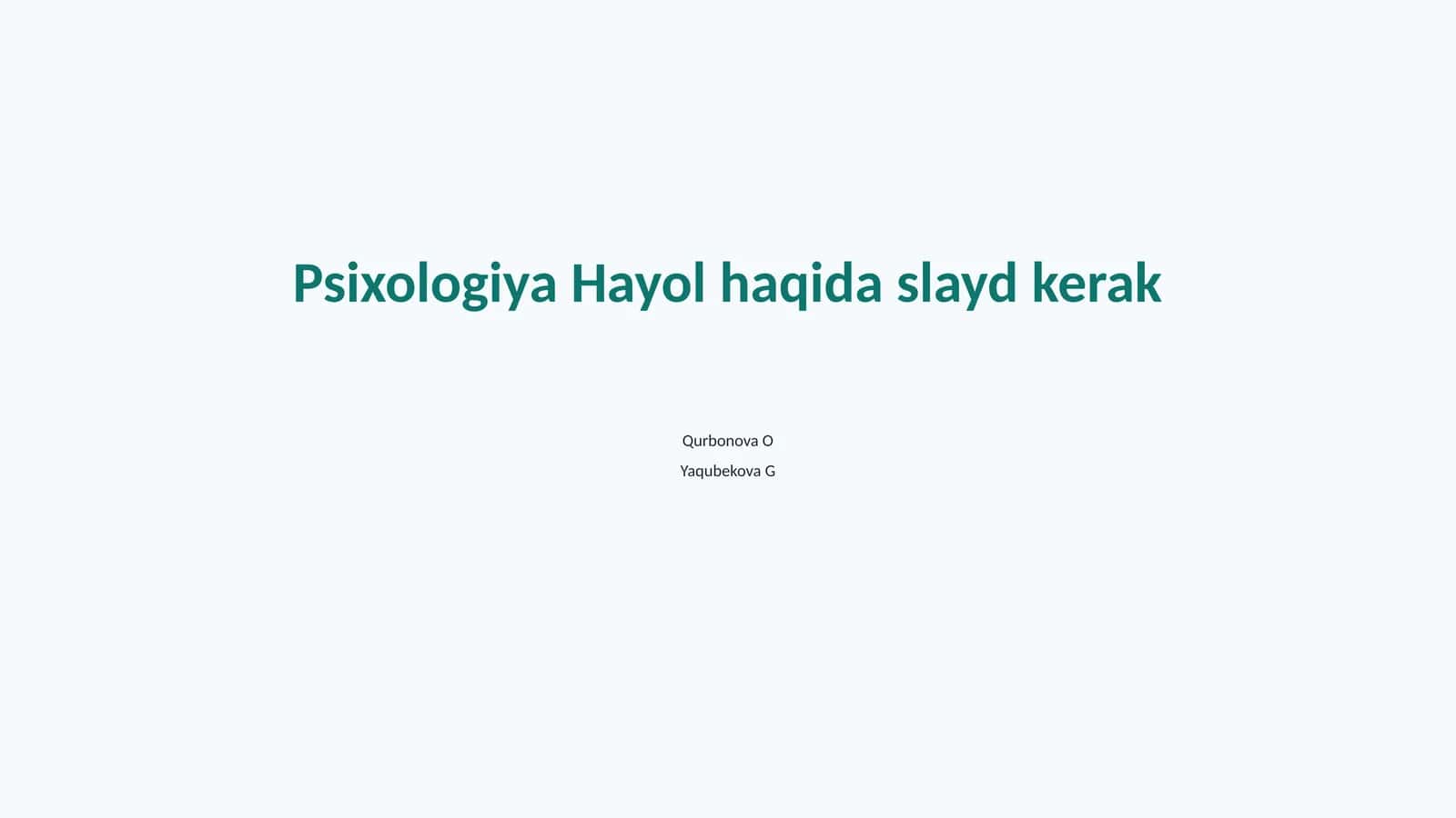 Psixologiya va Hayol 1