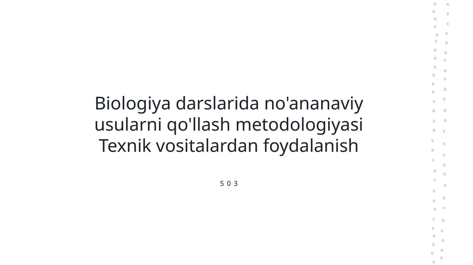 Biologiya darslarida no'ananaviy usullar 1