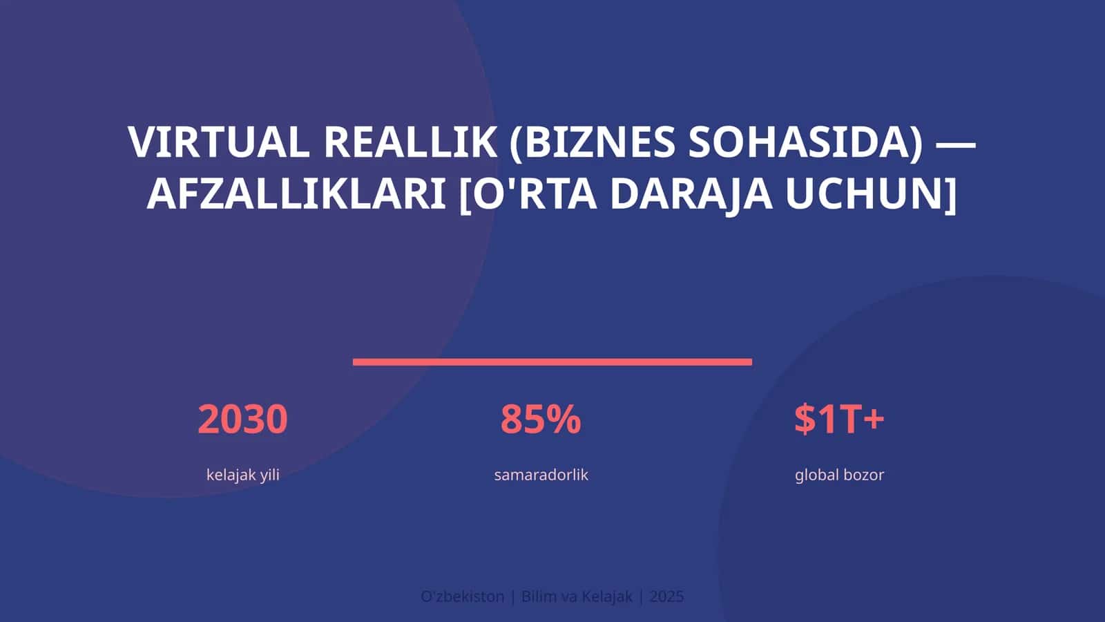 Virtual reallik (biznes sohasida) — afzalliklari [o'rta daraja uchun] 1