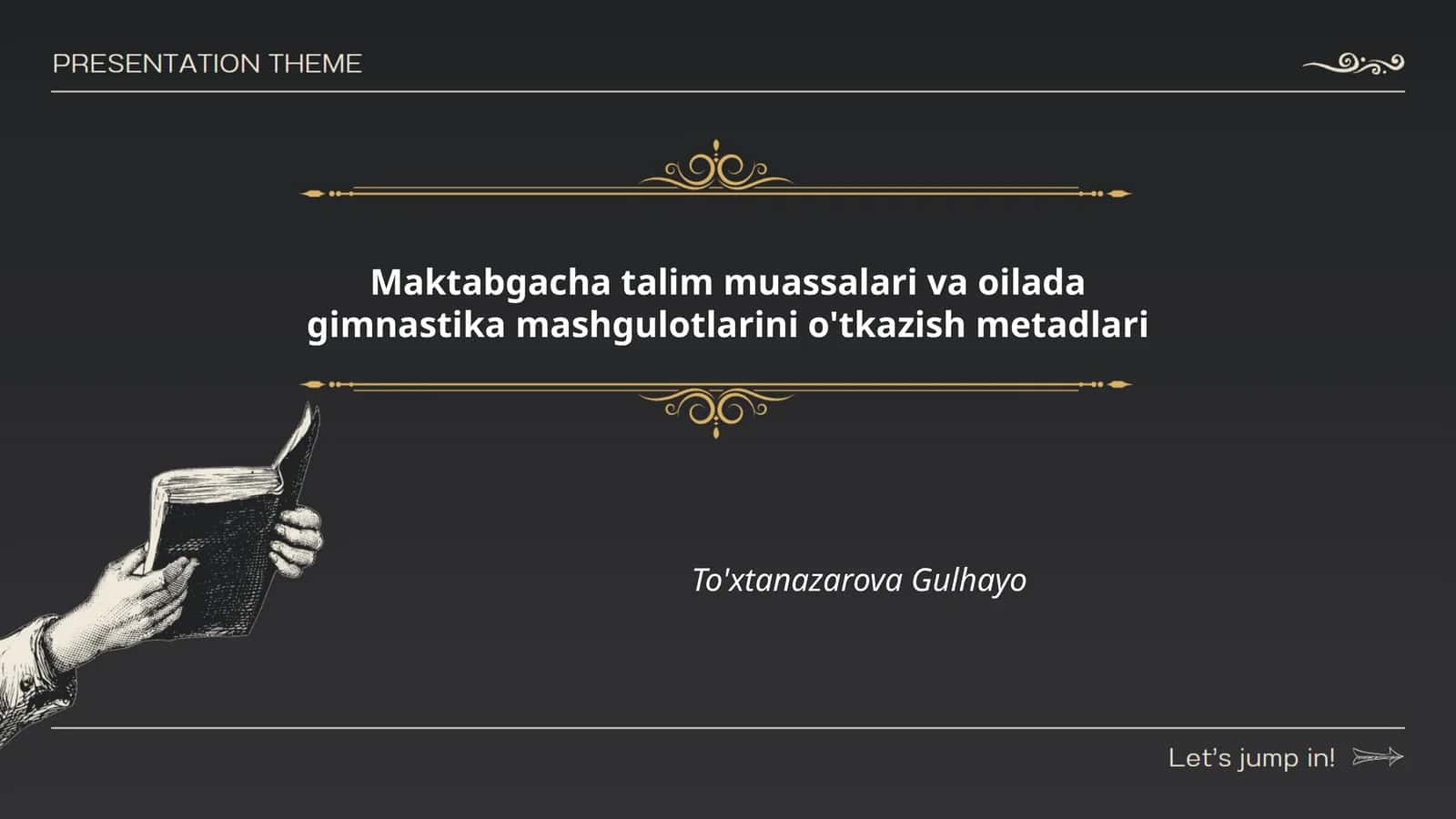 Maktabgacha talim muassalari va oilada gimnastika mashgulotlarini o'tkazish metadlari 1