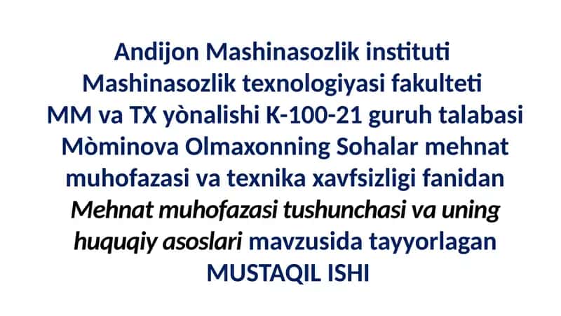Mehnat Muhofazasi Kodexi 1