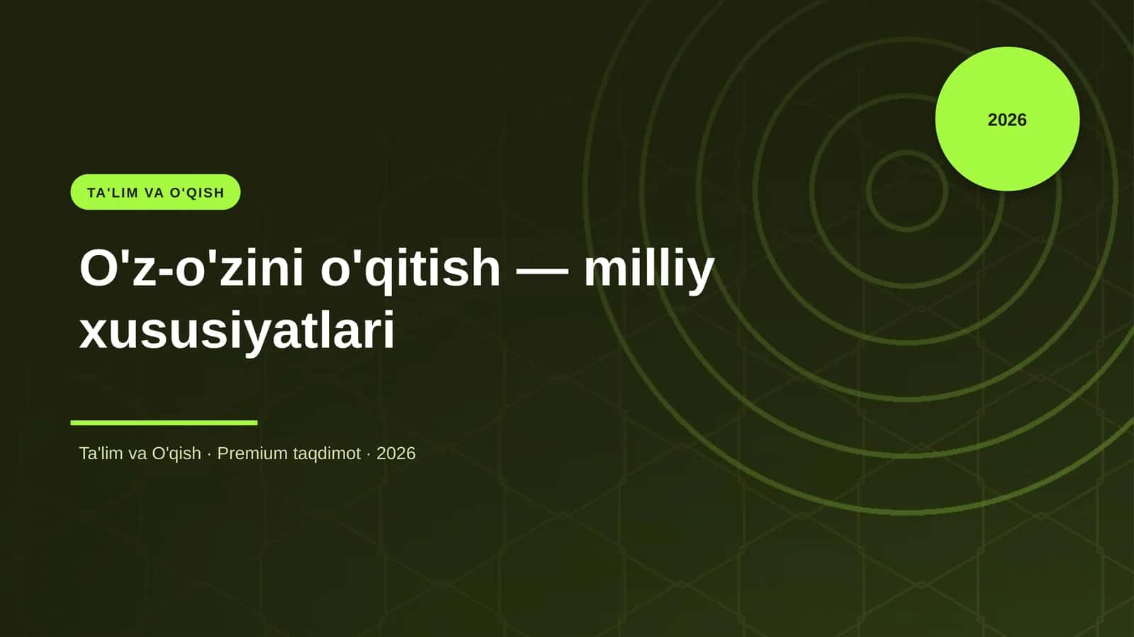 O'z-o'zini o'qitish — milliy xususiyatlari 1