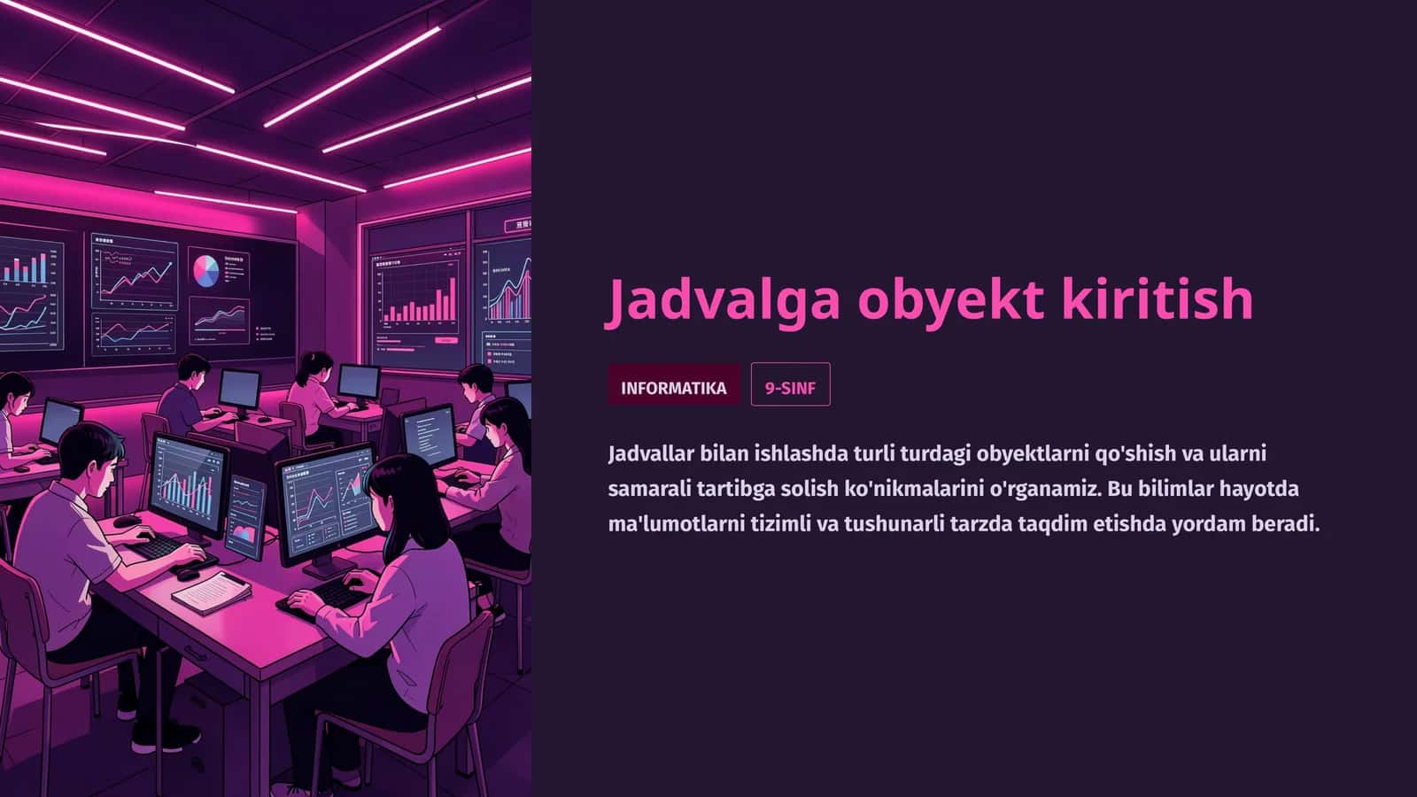 Jadvalga obyekt kiritish 1