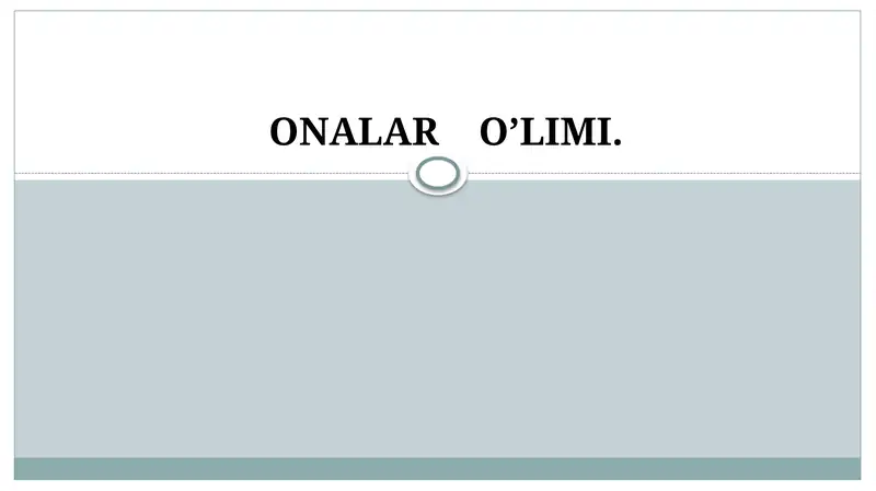 ONALAR O’LIMI 1