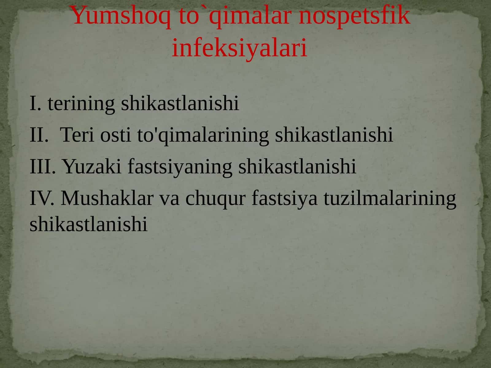 Yumshoq to`qimalar nospets-fik infeksiyalari 1
