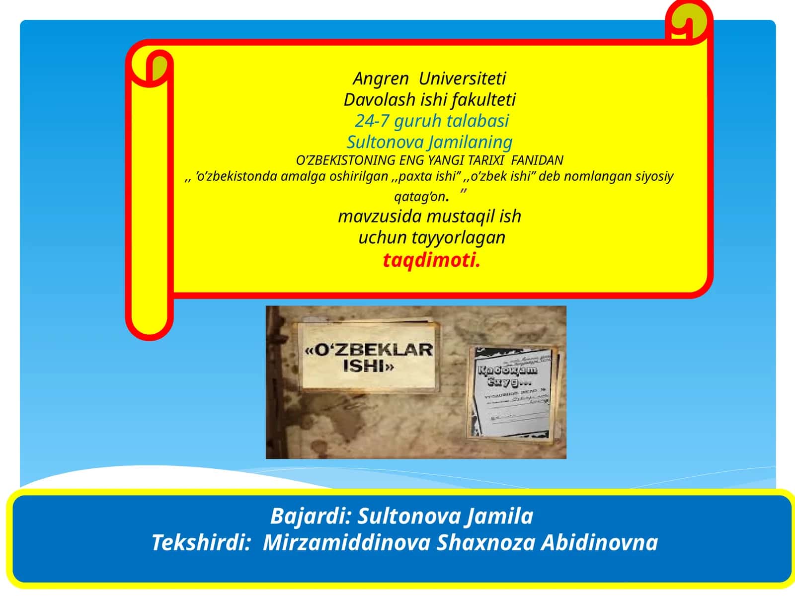 'O'zbekistonda amalga oshirilgan "Paxta ishi", "O'zbek ishi" deb nomlangan siyosiy qatag'on 1