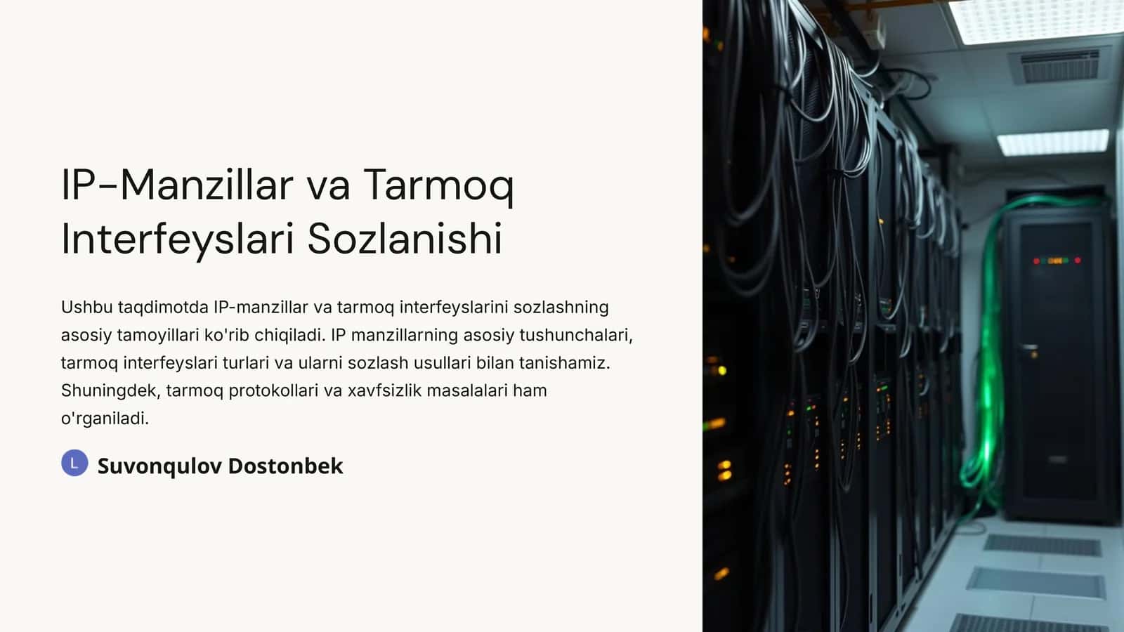 IP-Manzillar va Tarmoq Interfeyslari Sozlanishi 1