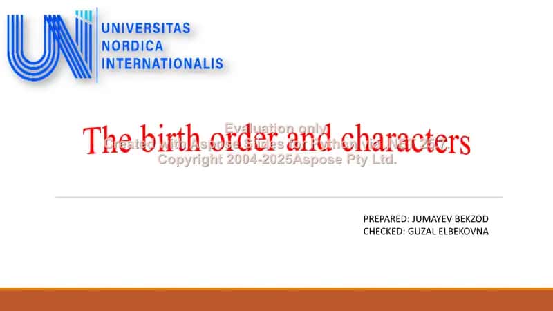 The Birth Order and Characters 1