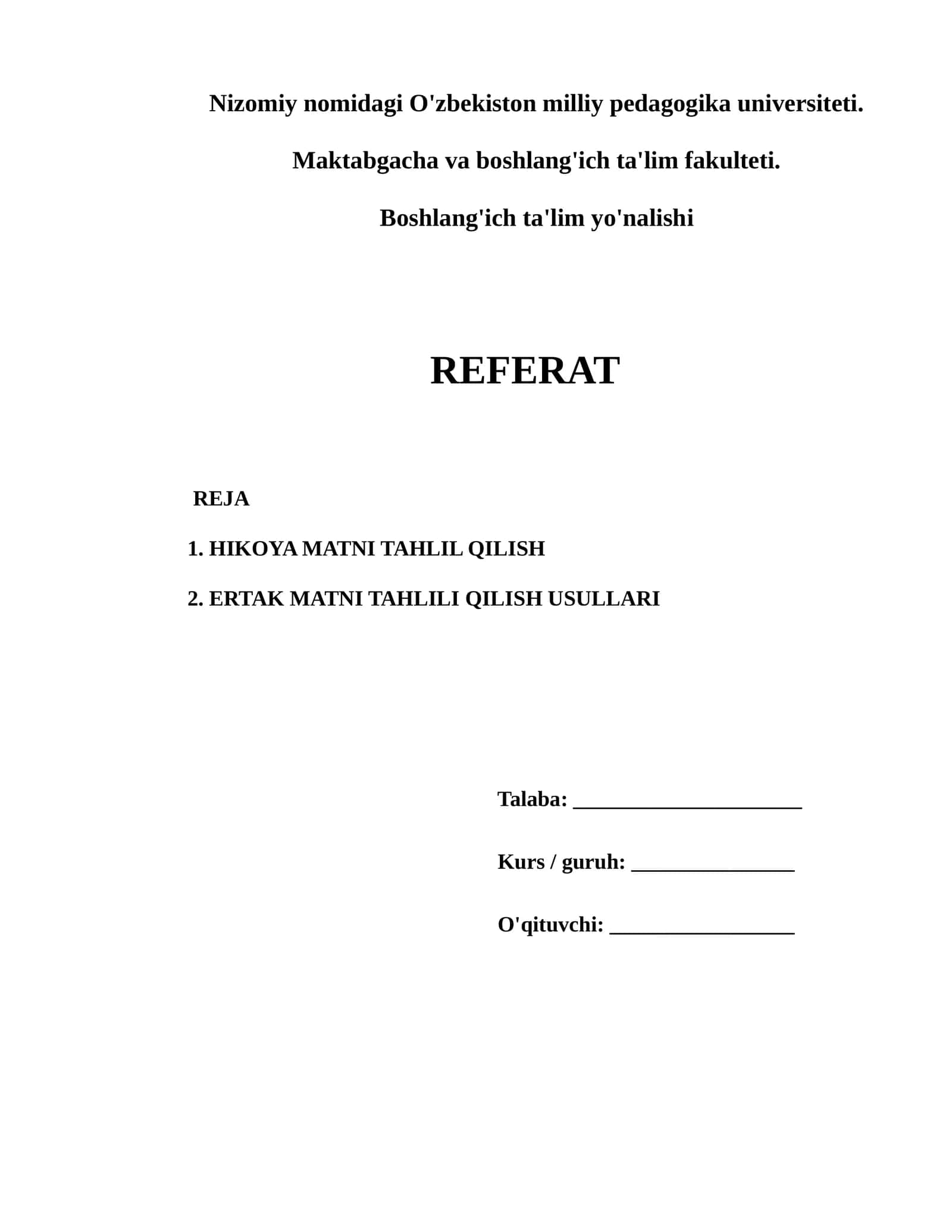 Badiiy matnni tahlil qilish 1