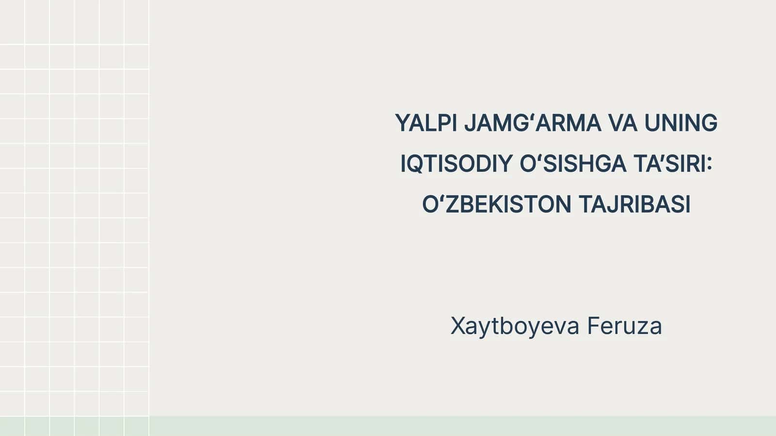 Yalpi Jamgʻarma: Asosiy Tushunchalar 1
