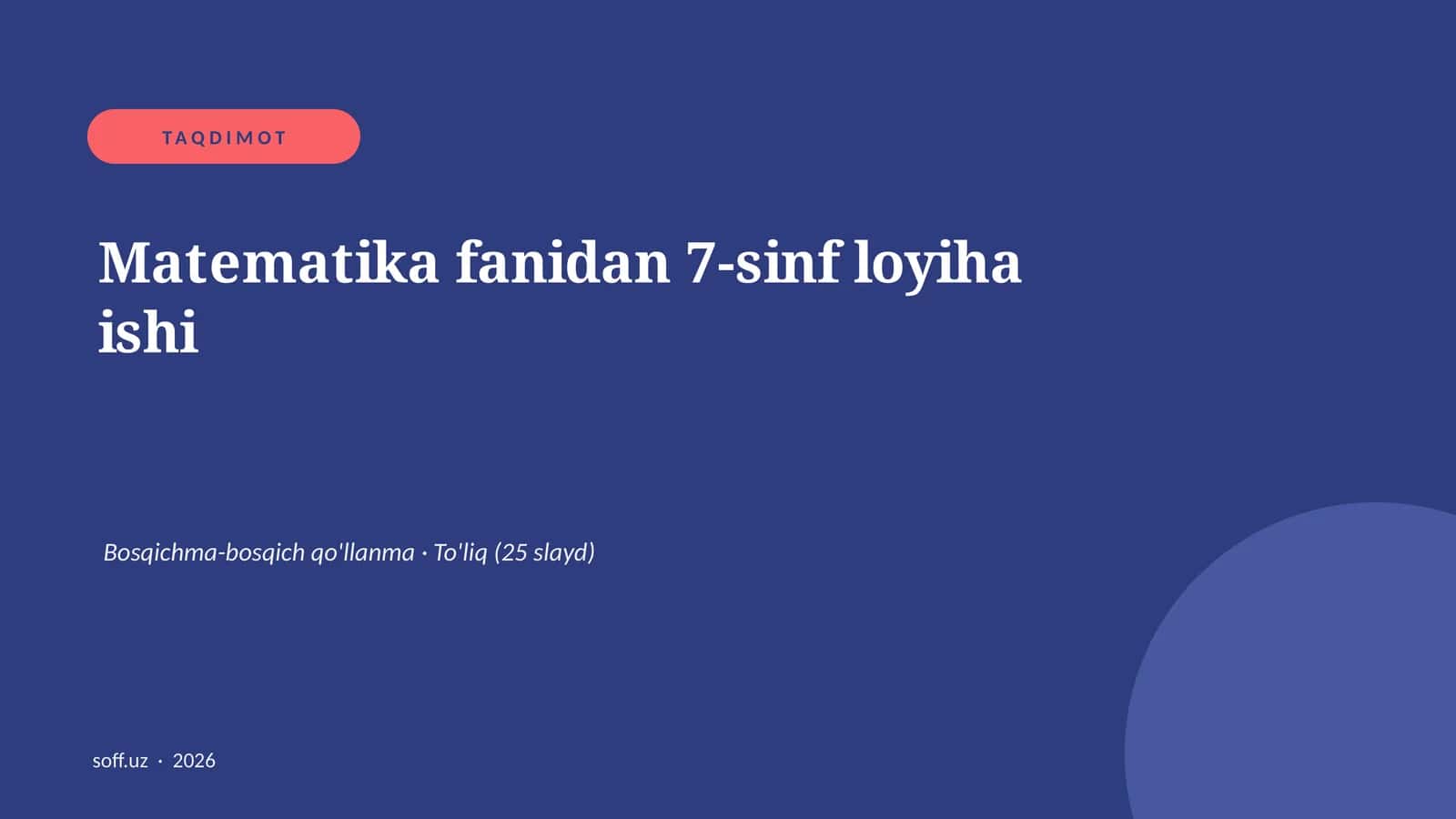 Matematika fanidan 7-sinf loyiha ishi 1