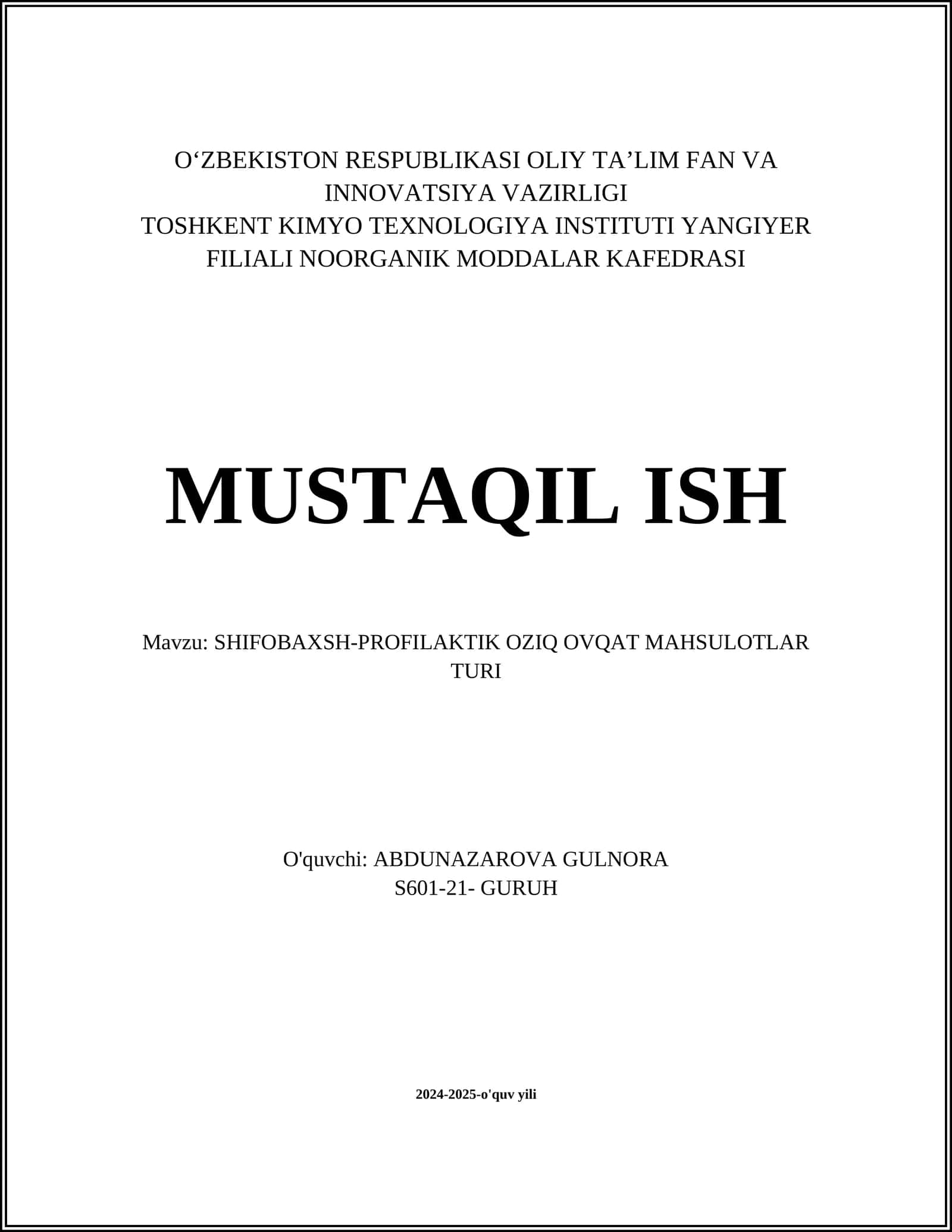 SHIFOBAXSH-PROFILAKTIK OZIQ OVQAT MAHSULOTLAR TURI 1