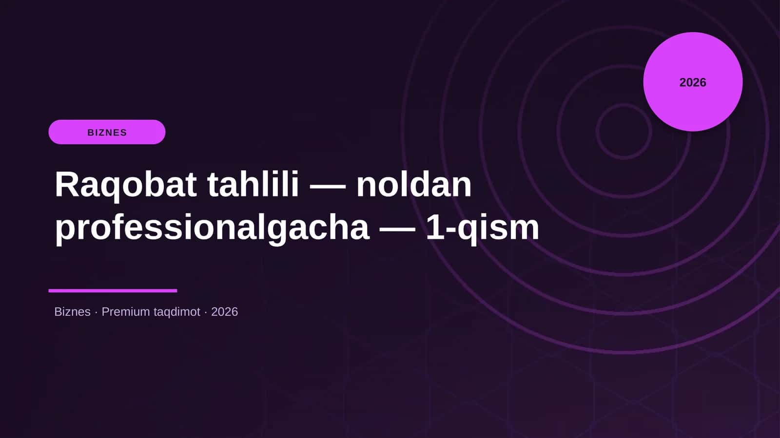 Raqobat tahlili — noldan professionalgacha — 1-qism 1