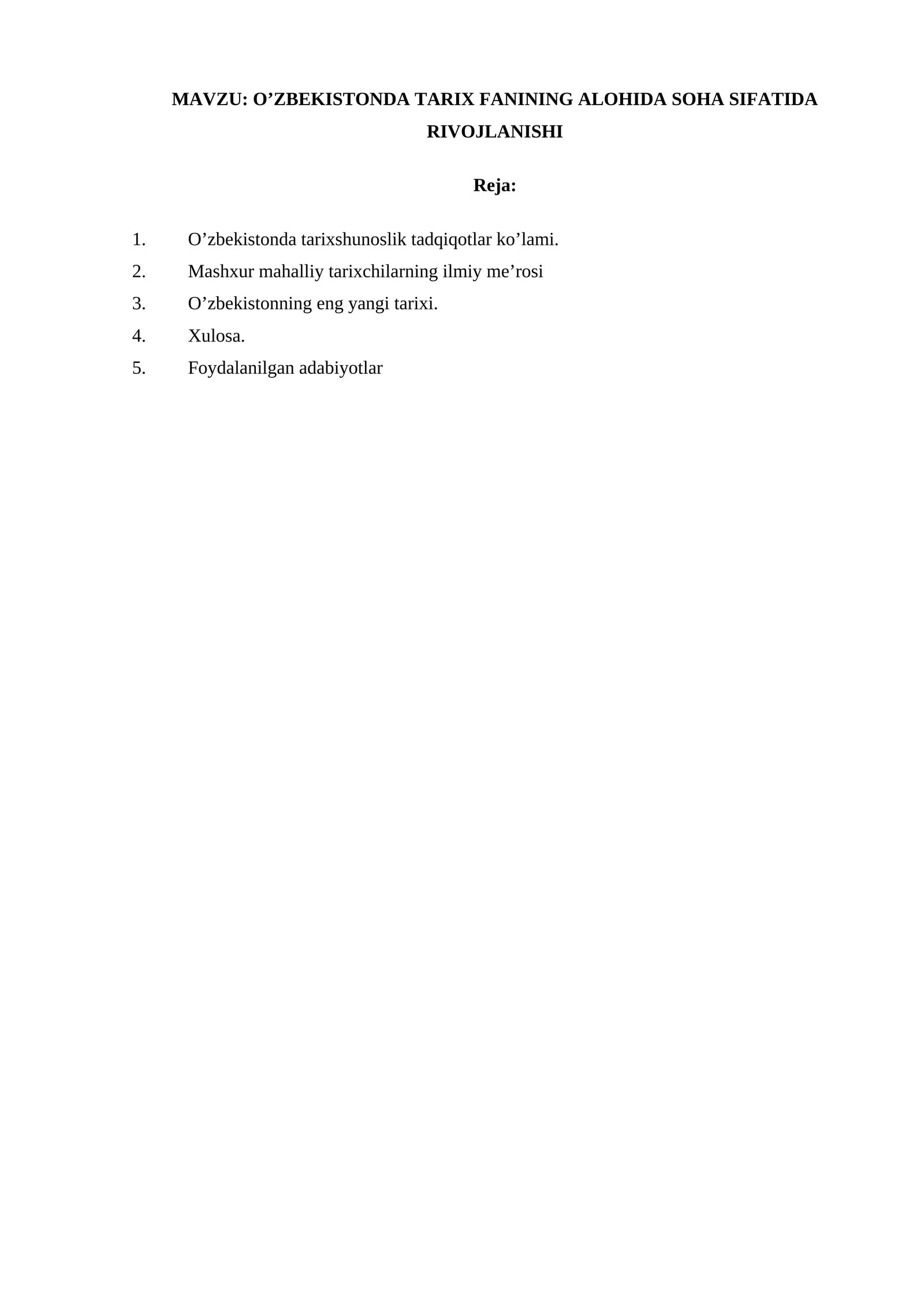 O’ZBEKISTONDA TARIX FANINING ALOHIDA SOHA SIFATIDA RIVOJLANISHI 1