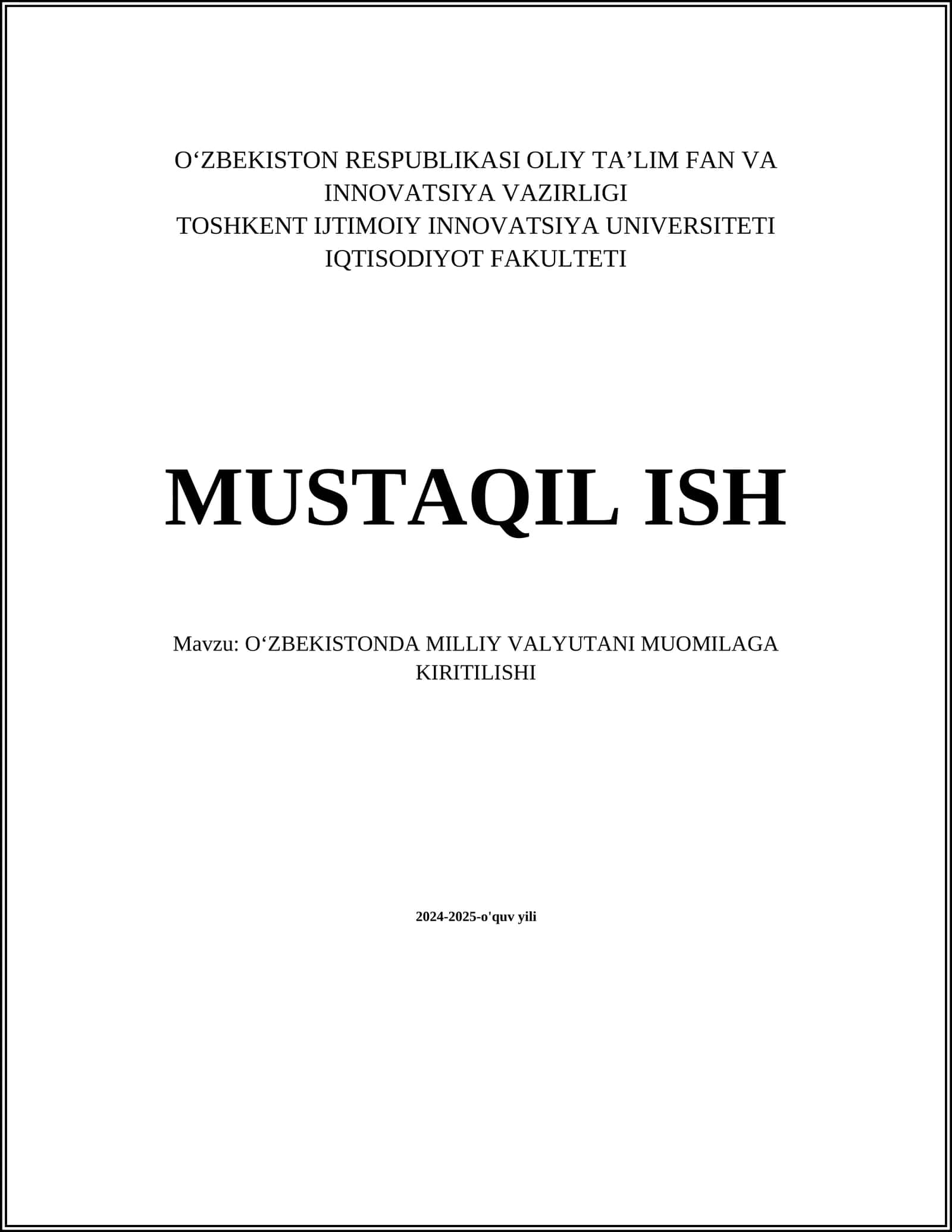 OʻZBEKISTONDA MILLIY VALYUTANI MUOMILAGA KIRITILISHI 1