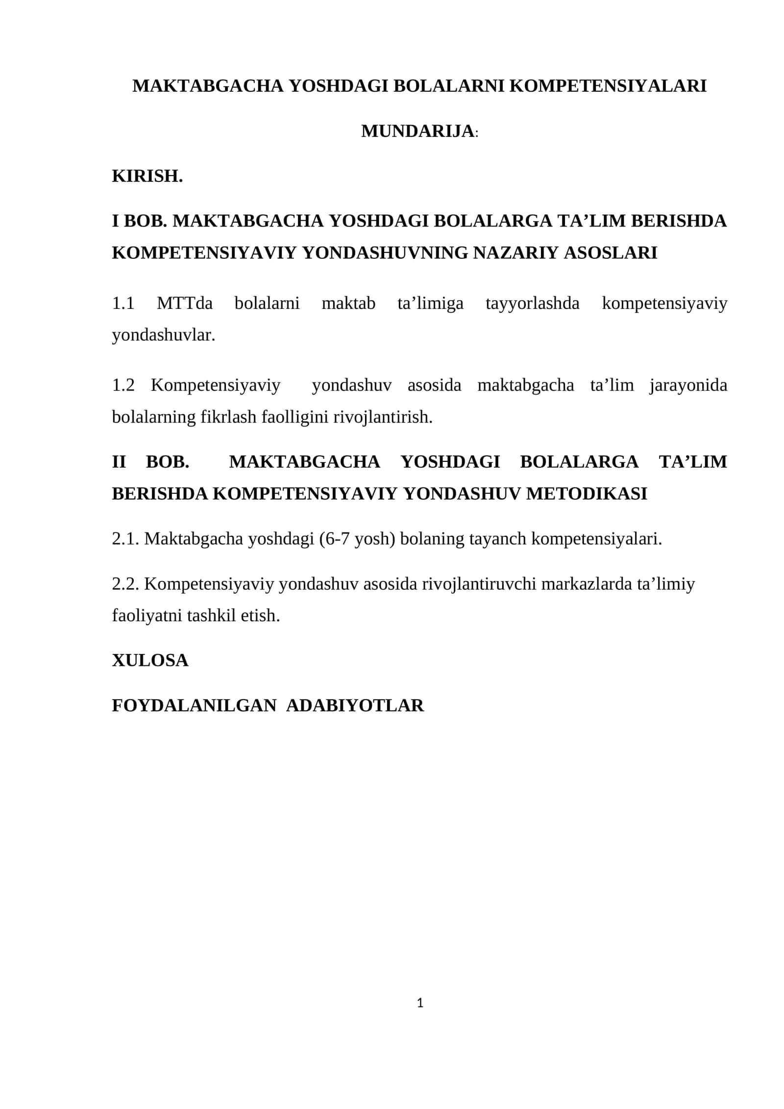 Maktabgacha Yoshdagi Bolalarni Kompetensiyalari 1