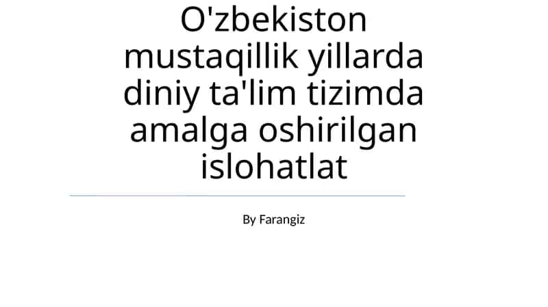 O'zbekiston mustaqillik yillarda diniy ta'lim tizimda amalga oshirilgan islohatlat 1