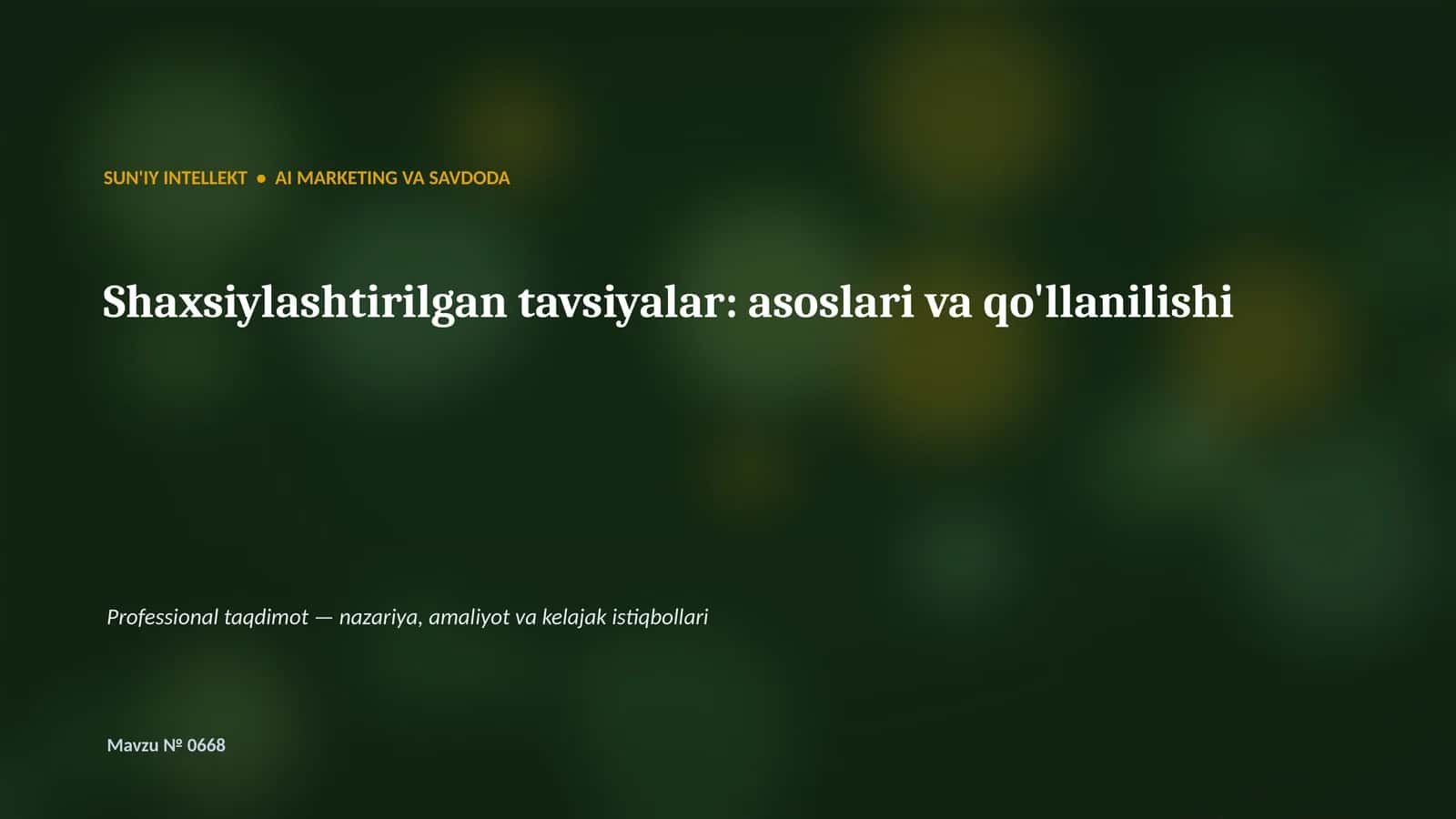 SUN'IY INTELLEKT • AI MARKETING VA SAVDODA 1