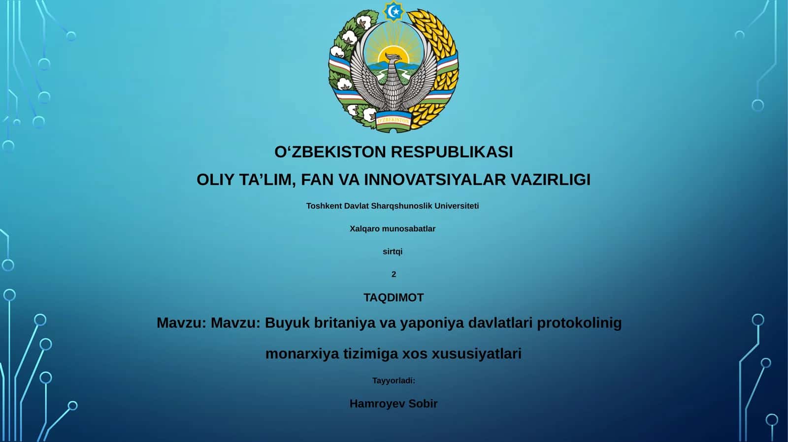 Buyuk britaniya va yaponiya davlatlari protokolinig monarxiya tizimiga xos xususiyatlari 1