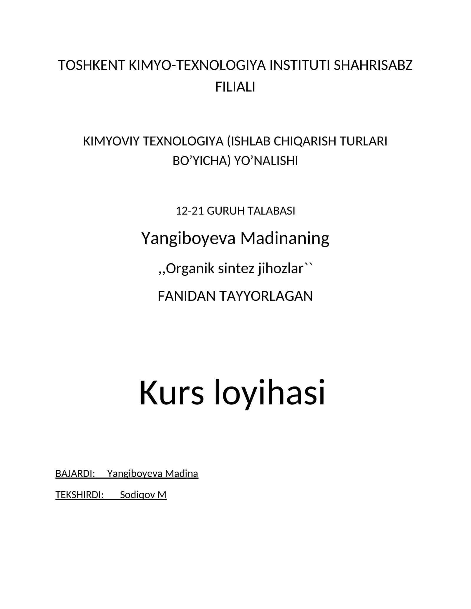 Eterifikatsiya jarayoni asosida etil atsesat ishlab chiqarish kimyosi va texnologiyasidagi efilizatorni hisoblash 1