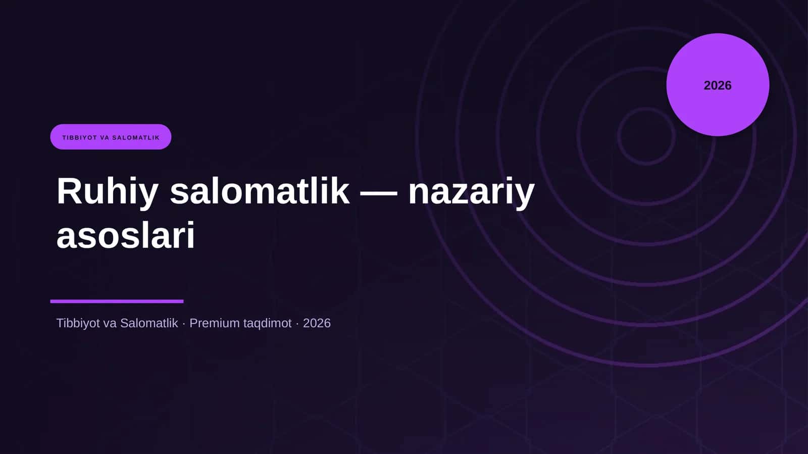 Ruhiy salomatlik — nazariy asoslari 1