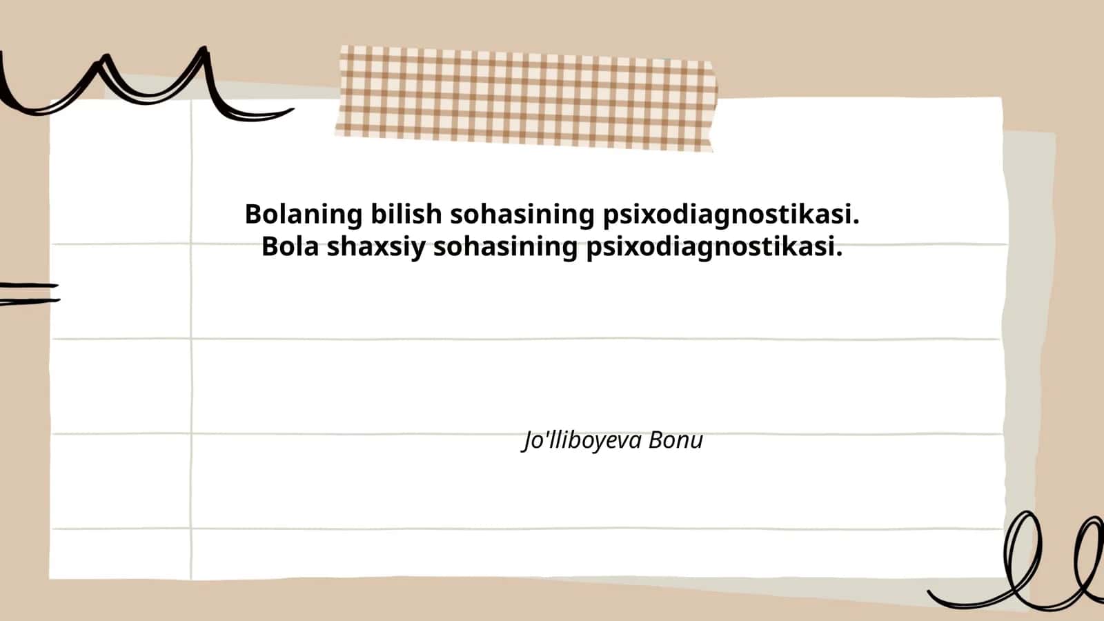 Bolaning bilish sohasining psixodiagnostikasi 1