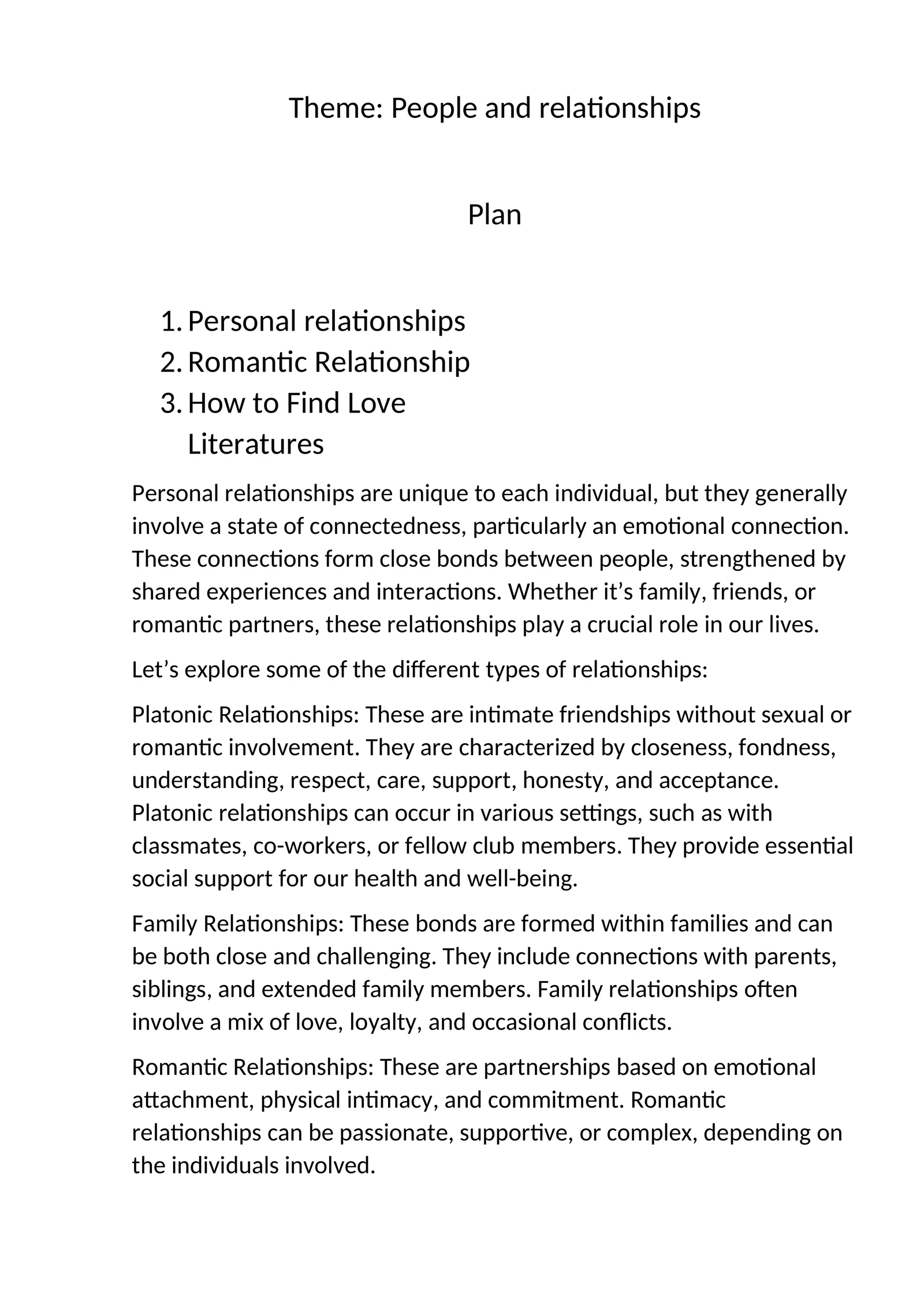 Personal Relationships 1