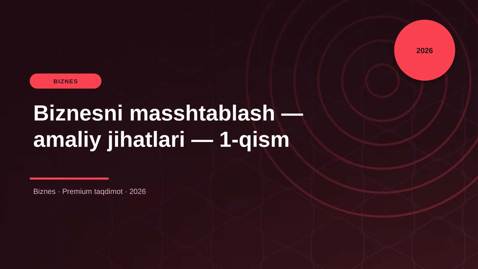 Biznesni masshtablash — amaliy jihatlari — 1-qism 1