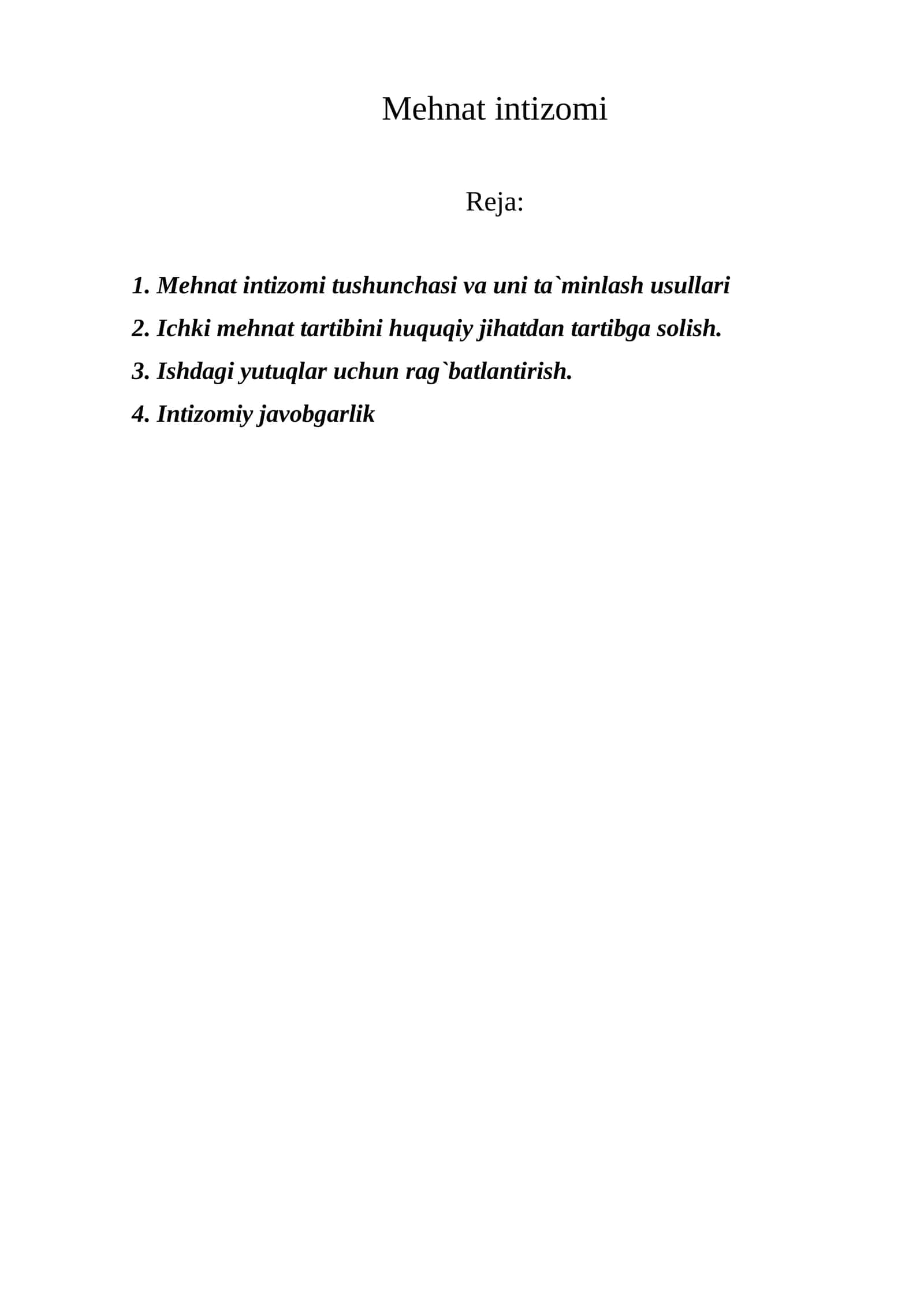 Mehnat intizomi 1