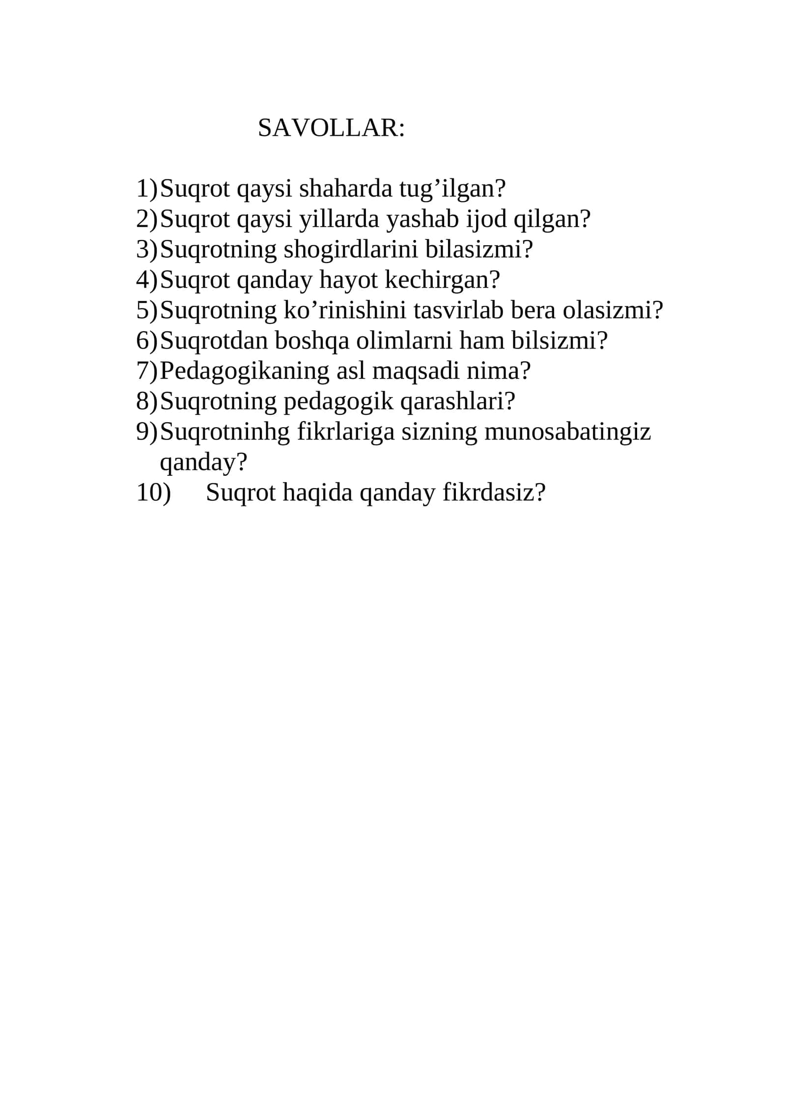 Suqrotning pedagogik qarashlari 1