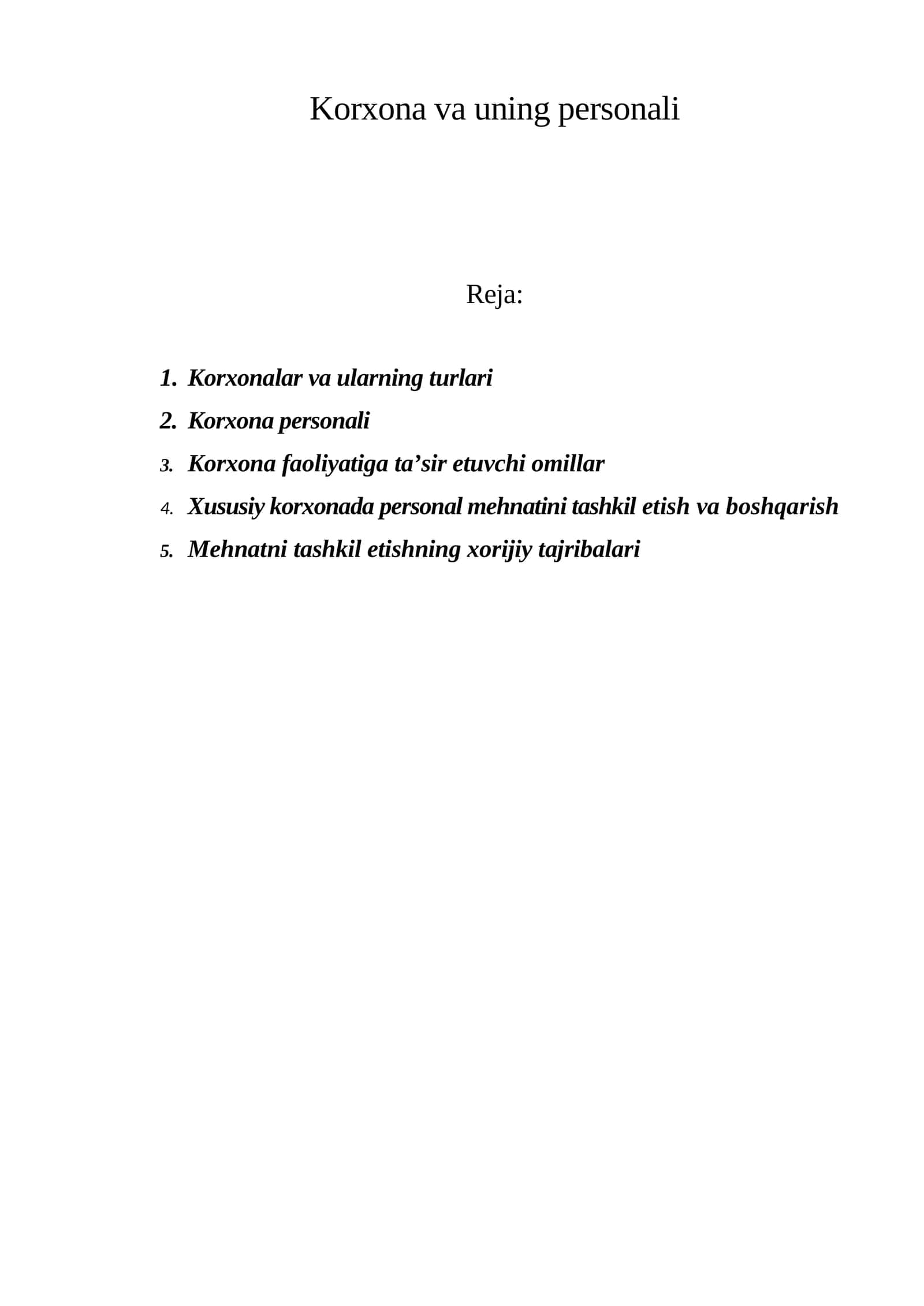 Korxonalar va ularning turlari 1
