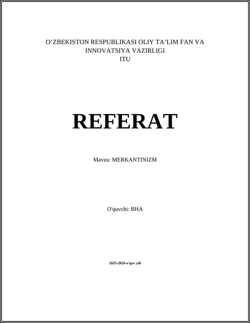 MERKANTINIZM 1