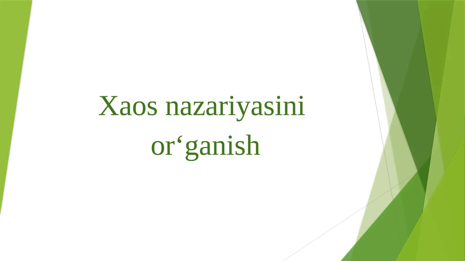 Xaos nazariyasini  o'rganish 1